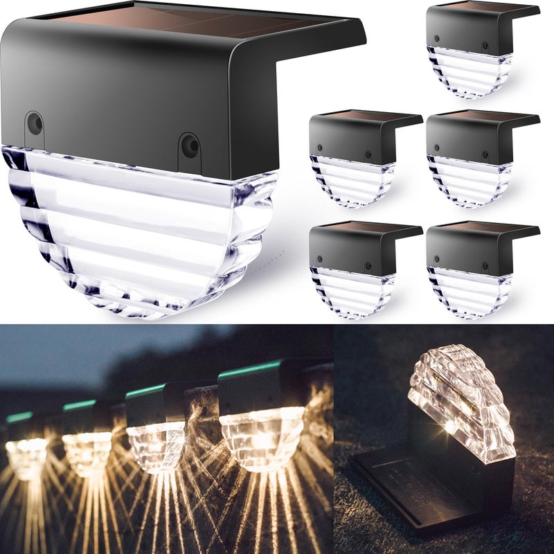 TIJNN Solar Deck Lights Outdoor, Fence Light Waterproof Led Lights for Outdoor Stairs, Step, Yard,Patio Decor Garden Illumination - 6 Pack - Image 1